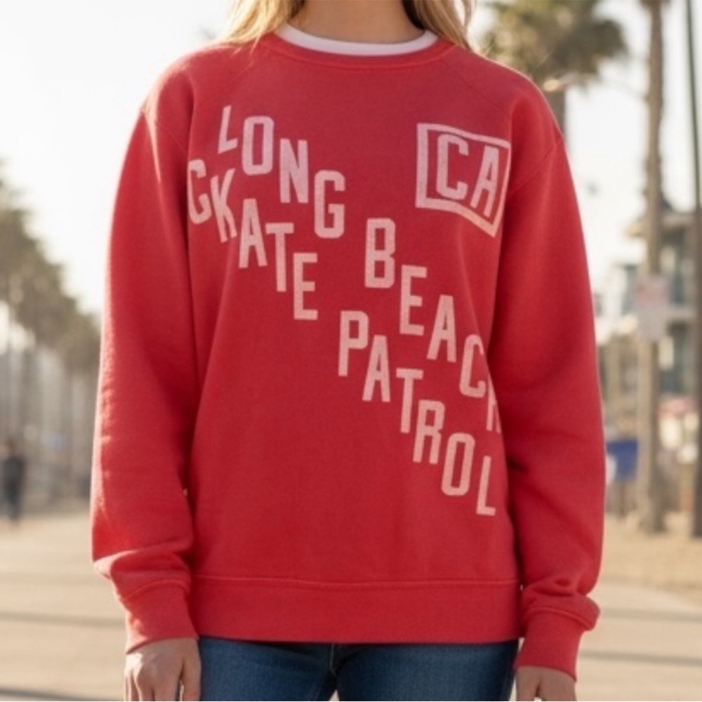 NEW Retro Brand Anthropologie Long Beach CA Skate Patrol Sweatshirt Red XS